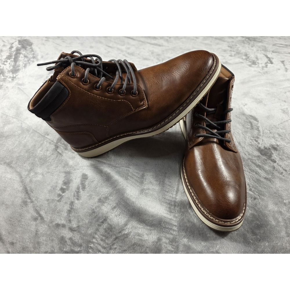 STEVE MADDEN P-Jelen Men's SIZE 8 Chukka Boot Brown / Cognac Ankle Zipper NIB